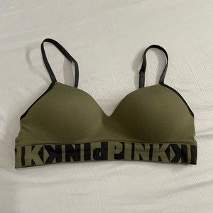 PINK olive green bra